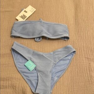 H&M Bikini Set with Striped Trim . Top 2 Bottoms 4 . New